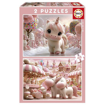 EDUCA - Puzzle 2X48 Unicórnios Doces 20504  - 1