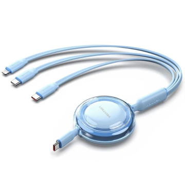 Cabo USB Type-C 2.0 5A Vention TRJSBE/ USB Type-C Macho - 3x USB Type-C Macho/ Até 100W/ 480Mbps/ 1,1m/ Azul VENTION - 1