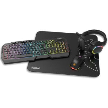 Pacote Gamer Krom Kenta / Teclado RGB + Mouse + Mousepad + Fones de Ouvido KROM - 1