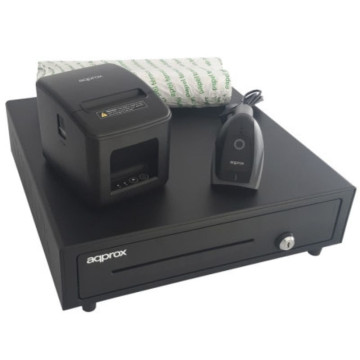 Pacote aproximado de gaveta de dinheiro/impressora térmica/leitor de código e rolos térmicos appPOSPACK4180LAN-2D Approx - 1