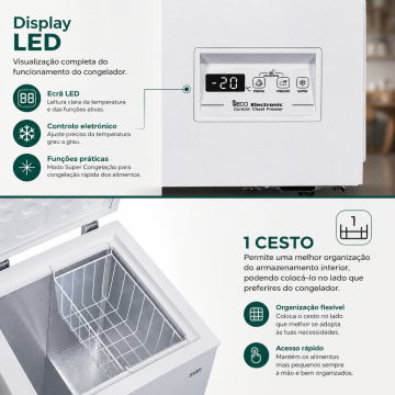 Congelador Horizontal SVAN SCH1001EDC 98L Branco Classe E SVAN - 4
