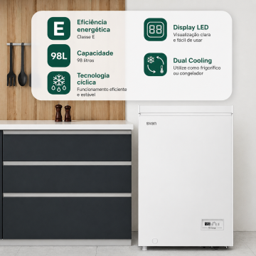 Congelador Horizontal SVAN SCH1001EDC 98L Branco Classe E SVAN - 5