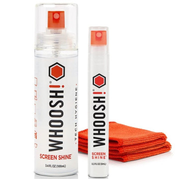 Kit de limpeza de telas Whoosh DUO WSH004/ Spray de 100ml + Spray de 8ml + 2 panos de microfibra  - 1
