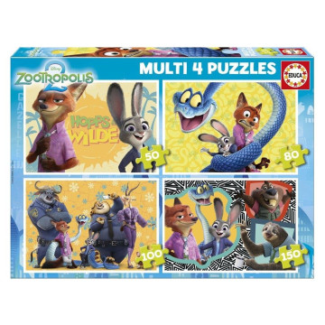EDUCA - Puzzle Multi 4in1 50-80-100-150 Zootopia 2 20464  - 1