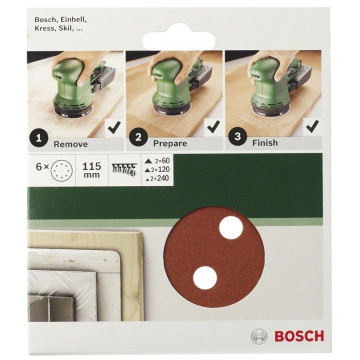 BOSCH - Conj. 5 Folhas de Lixa p/ Lixadeira Excêntrica 2609256A23 BOSCH - 2