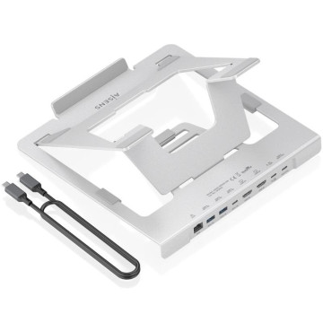 Suporte de mesa - Docking USB Type-C Aisens ASUC-7P046-GR/ 2xUSB/ 1xUSB Type-C/ 2xHDMI/ 1xRJ45/ 1xUSB Type-C PD/ Cinza AISENS - 