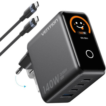 Carregador de parede Vention GaN TZ-FCOH0-EU/ 3x USB Tipo C + Cabo USB Tipo C/ 1x USB/ 140 W VENTION - 1