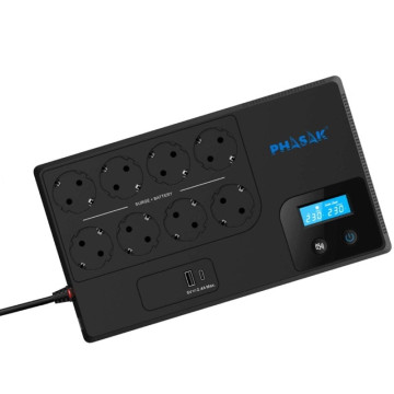 Phasak Smart Home Interactive Line UPS 1050VA/ 1050VA-600W/ 8 Tomadas/ Formato Bloco PHASAK - 1