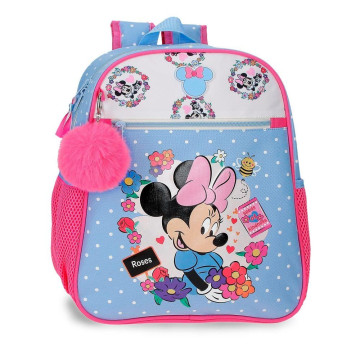 Mochila Disney Minnie com estampa de flores, tamanho 33cm, ajustável. JOUMMA BAGS - 1