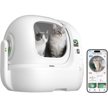 Caixa de areia autolimpante PetKit PuroBot Max Pro 2 para gatos / 76L / Controle por aplicativo / Branca  - 1